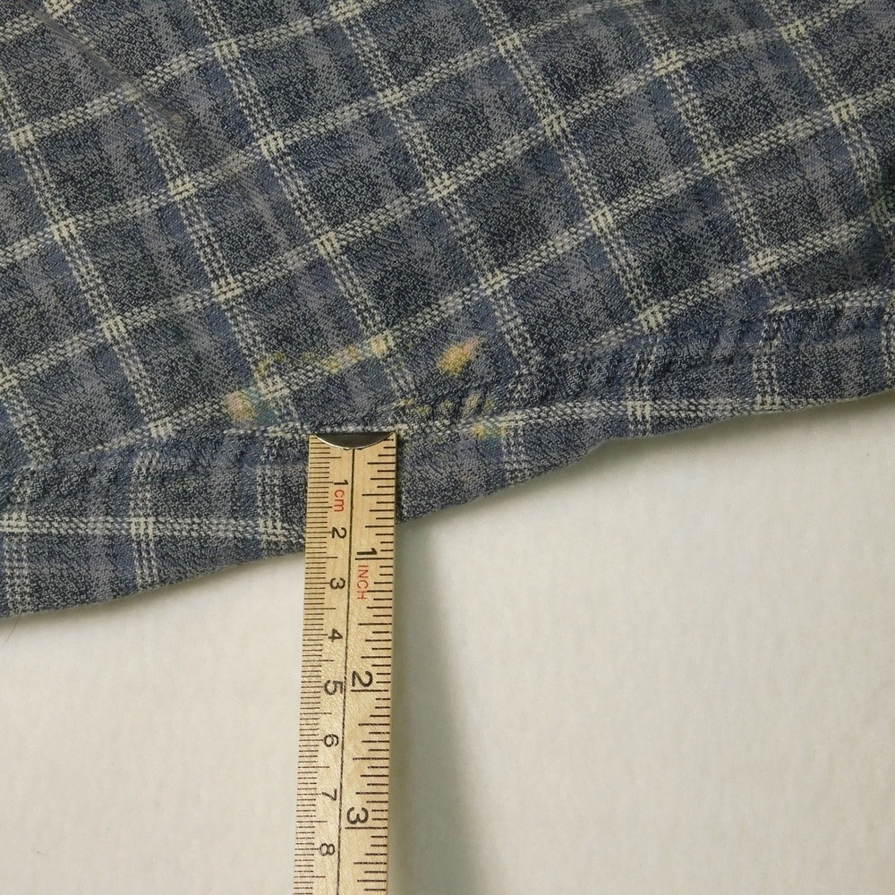 Royal Robbins Plaid‎ Flannel Button Up Shirt Men XL Gray Blue Outdoor - Picture 7 of 10